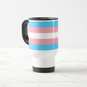 Mug de voyage à rayures roses et bleues