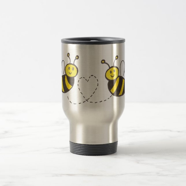 Mug De Voyage Abeilles avec Cœur (Centre)
