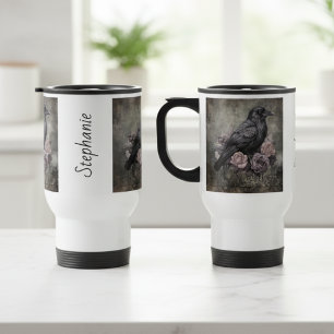 Mug De Voyage Académique Fleur Gothique Corbeau Sombre