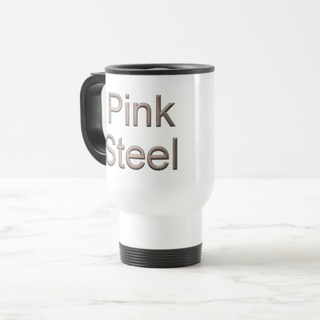 Mug De Voyage Acier rose blanc pour banlieue (Devant gauche)