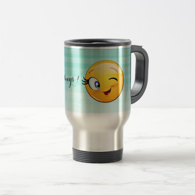 Mug De Voyage Adorable Winking Emoji Face-Be heureux toujours (Devant droit)