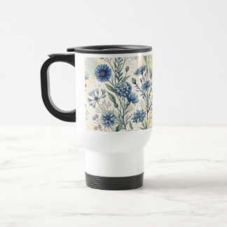 Mug De Voyage Aesthetic Blue Wildflowers