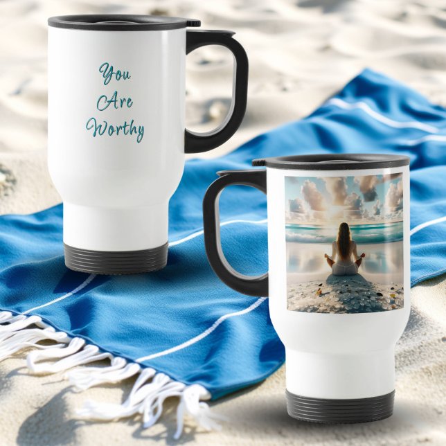 Mug De Voyage Affirmation positive | Je suis digne de l'amour (Créateur téléchargé)
