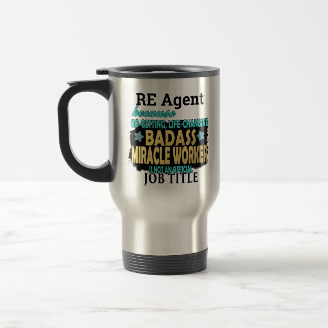 Mug De Voyage Agent immobilier CUSTOM Badass Miracle Worker (Gauche)