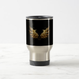 Mug De Voyage Ailes d'Ange d'or sur arrière - plan noir