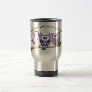 Mug De Voyage Aimez-vous avec le hibou mon coeur, art mignon de