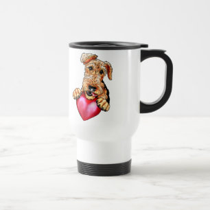 Mug De Voyage Airedale Terrier Holding Heart