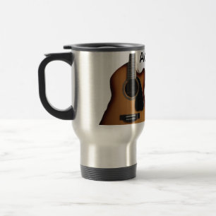 Mug De Voyage Ajouter votre nom texte brun acoustique guitare éd