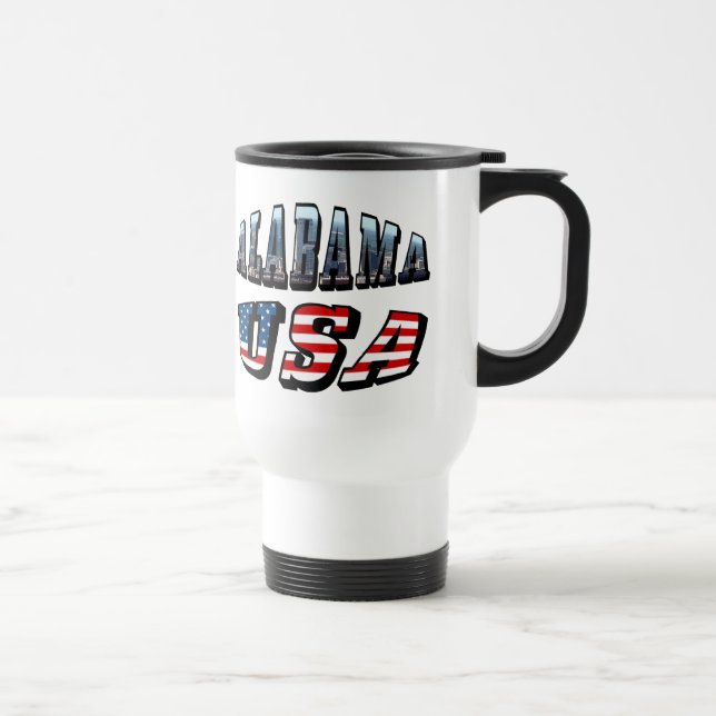 Mug De Voyage Alabama Photo et USA Flag Font (Droite)