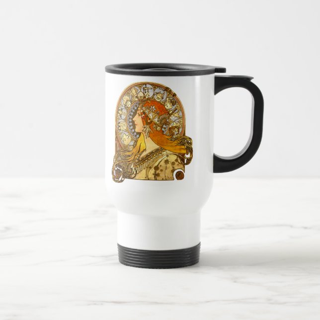 Mug De Voyage Alfonse Mucha Zodiac Art nouveau femme (Droite)
