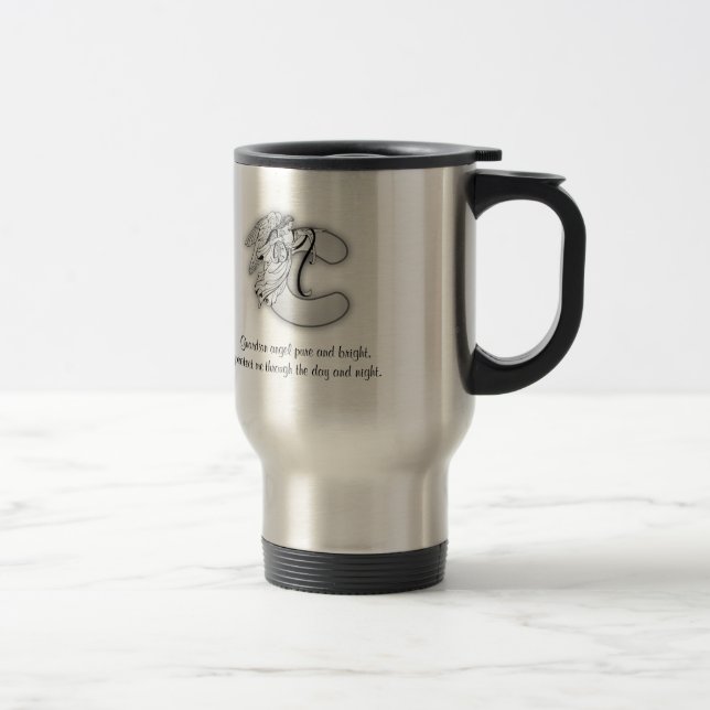 Mug De Voyage Alphabet de monogramme d'ange de la lettre C (Droit)
