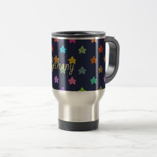 Mug De Voyage Amusants Doodle Hearts sur Blue Personnalisé