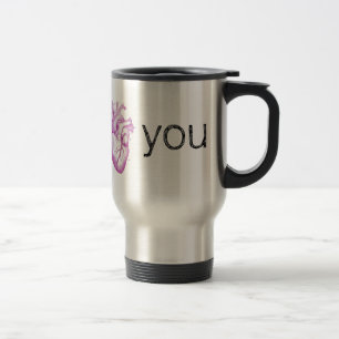 Mug De Voyage Anatomie vintage pourpre de coeur "je coeur vous "