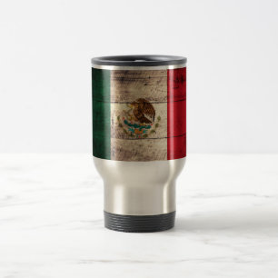 Mug De Voyage Ancien drapeau mexicain en bois