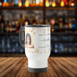 Mug De Voyage Anniversaire photo personnalisée blanc or meilleur