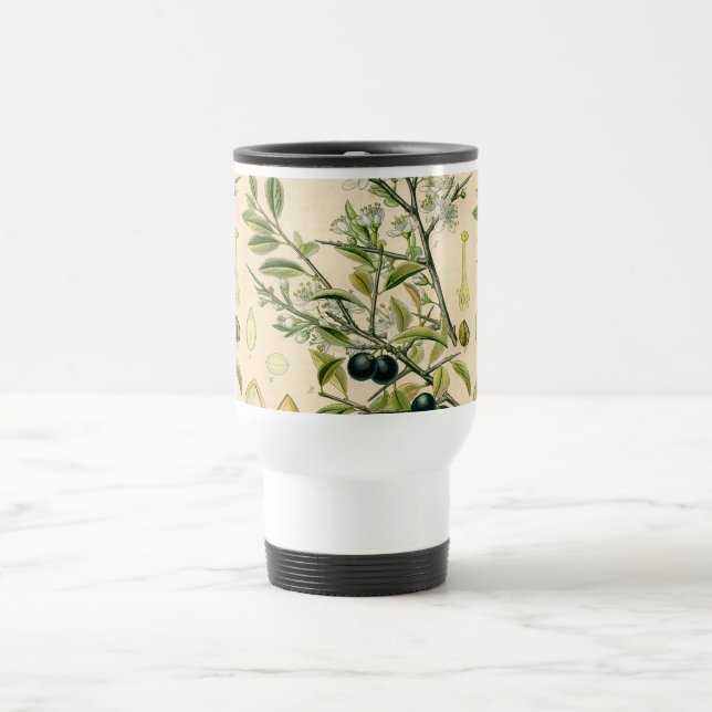 Mug De Voyage Antique Blackthorn Botanique Imprimé Fleur Berry (Centre)