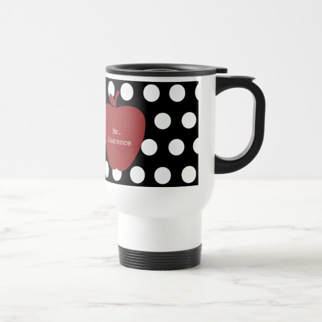 Mug De Voyage Apple et professeur rouges de point de polka (Droite)