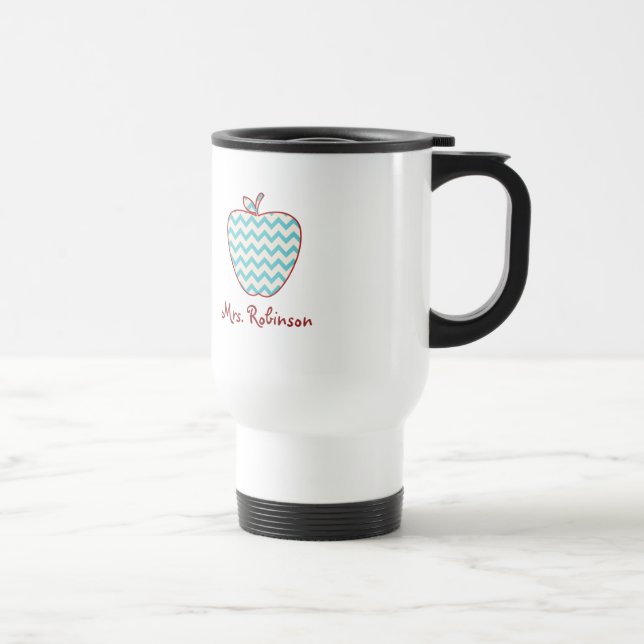 Mug De Voyage Aqua Chevron Enseignant Apple (Droite)