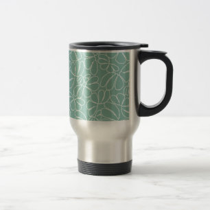 Mug De Voyage Aqua Whimsical Ikat Floral Petal Motif