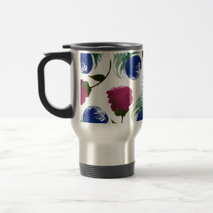 Mug De Voyage Aquarelle Florales Bleu Bourgogne Peinture de Verd