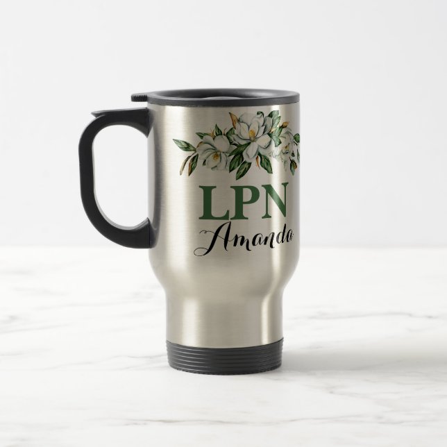 Mug De Voyage Aquarelle LPN Vert Floral Magnolia Graduation (Gauche)