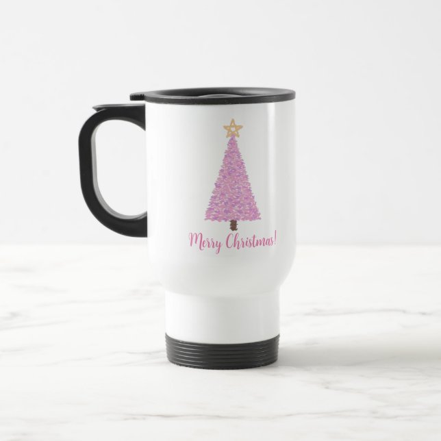 Mug De Voyage Arbre de Noël rose avec étoile (Gauche)