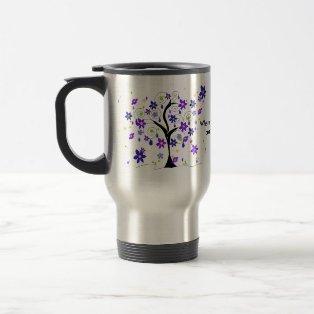 Mug De Voyage Arbre floral Whimsical avec dire (Gauche)
