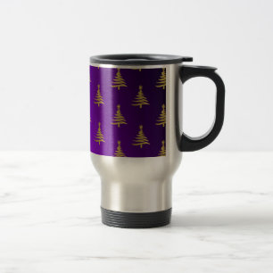 Mug De Voyage Arbres de Noël Gold sur violet