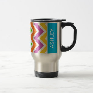 Mug De Voyage Arc-en-ciel coloré clair Chevron personnalisé