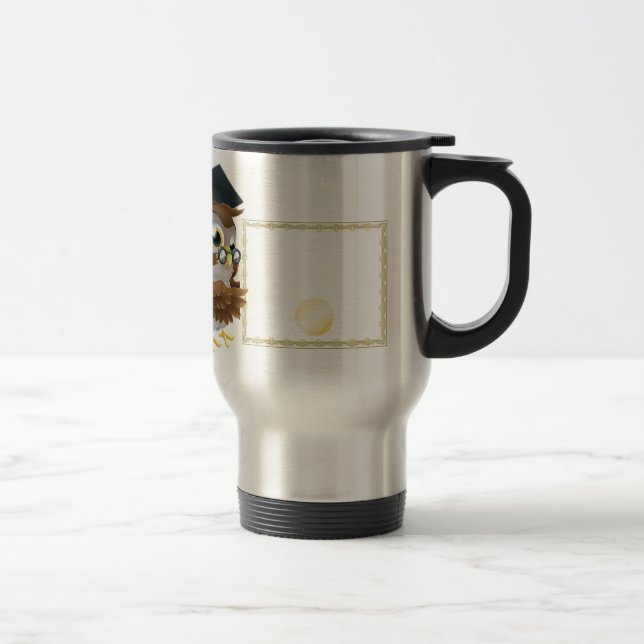 Mug De Voyage Arrière - plan de certificat de diplôme de hibou (Droit)