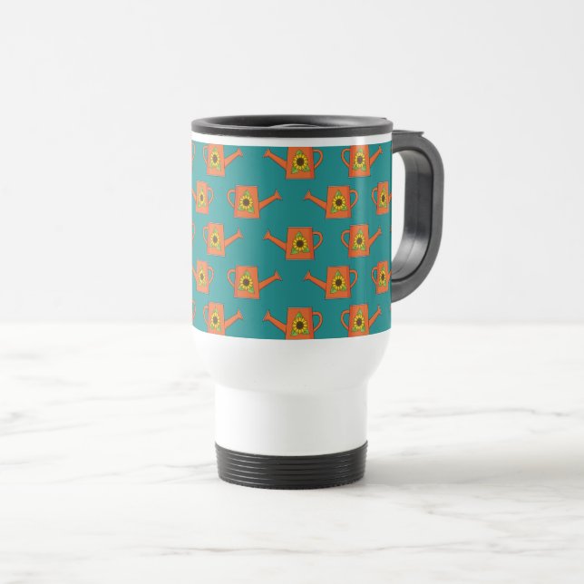 Mug De Voyage Arrosage orange avec tournesol (Devant droit)