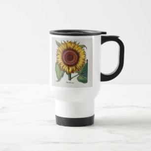 Mug De Voyage Art de fleur de damas vintage tournesol