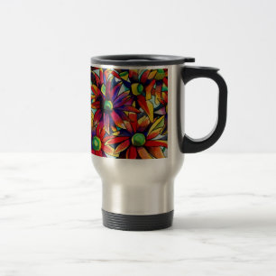 Mug De Voyage art de fleurs sauvages multicolores Daisy Straw