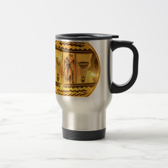 Mug De Voyage Art Ethnique Africain d'or Imprimer (Droit)
