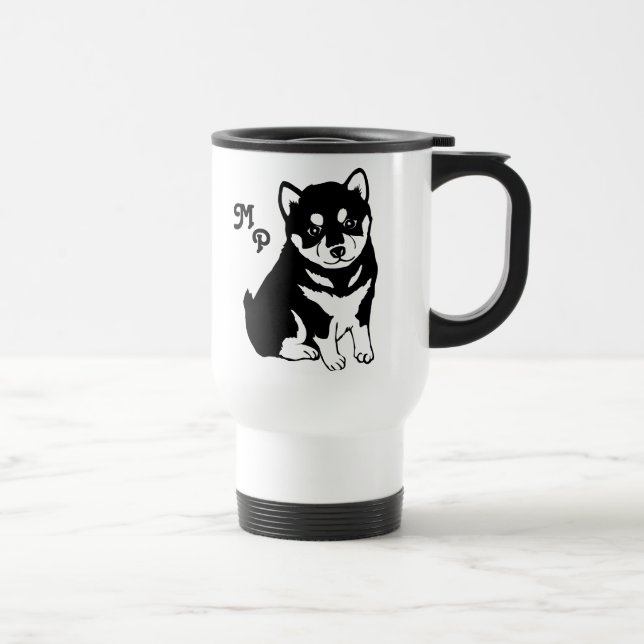 Mug De Voyage Art mignon de chiot de Shiba Inu (Droite)