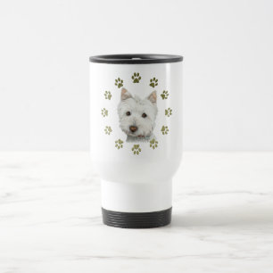 Mug De Voyage Art mignon et pattes de chien de Westie