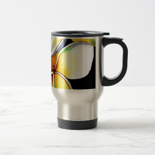 Mug De Voyage Art original de la fleur Tropical Jaune Frangipani (Droit)