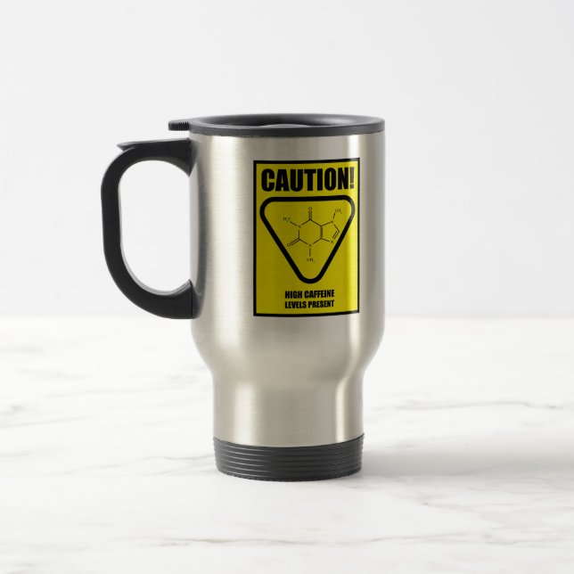 Mug De Voyage Attention ! Niveaux élevés de caféine (Gauche)