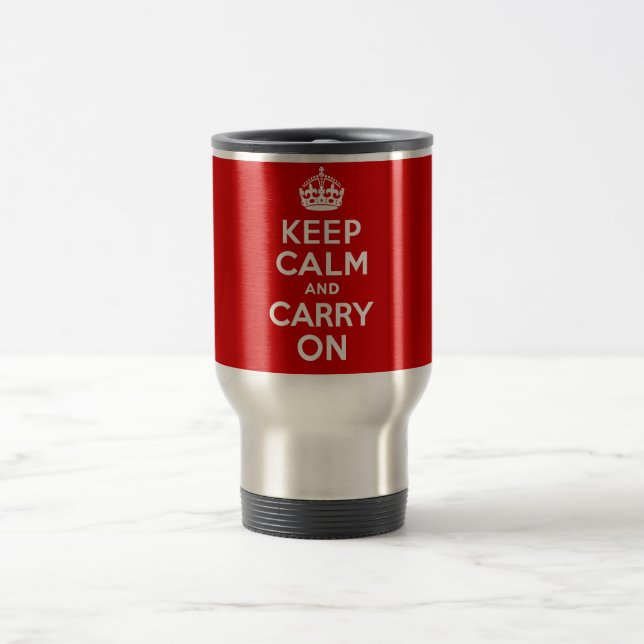 Mug De Voyage Authentique gardez le calme et continuez le rouge (Centre)