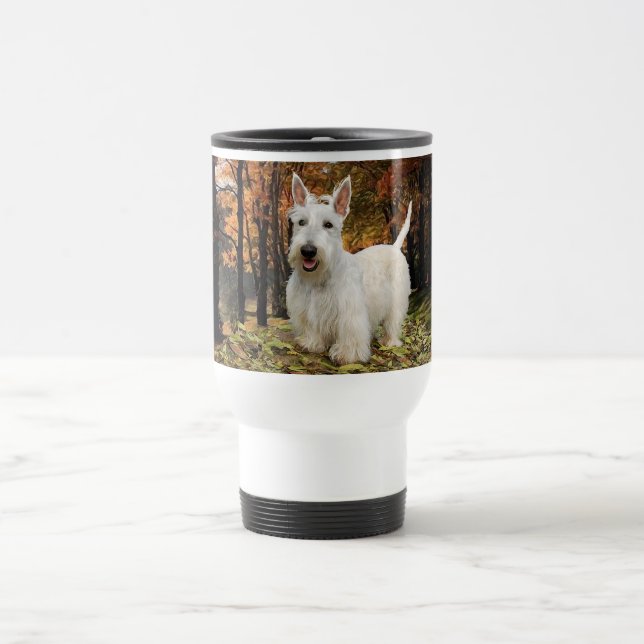 Mug De Voyage Automne de Wheaten Scottish Terrier (Centre)