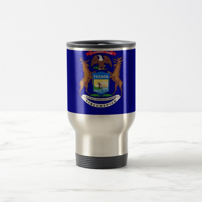 Mug de voyage avec drapeau de l'état du Michigan - (Centre)