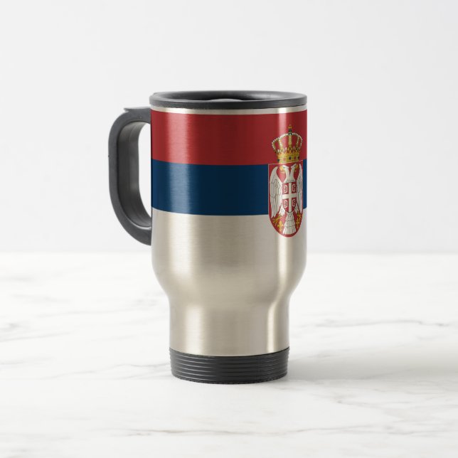 Mug de voyage avec Drapeau de Serbie (Devant gauche)