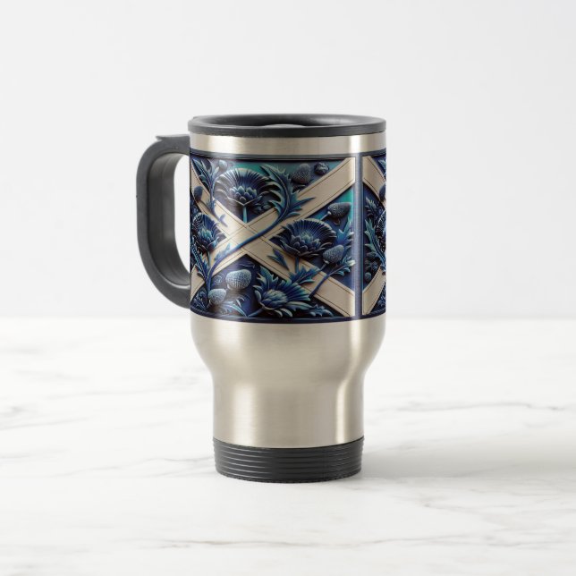 Mug de voyage avec soie écossaise Design (Devant gauche)