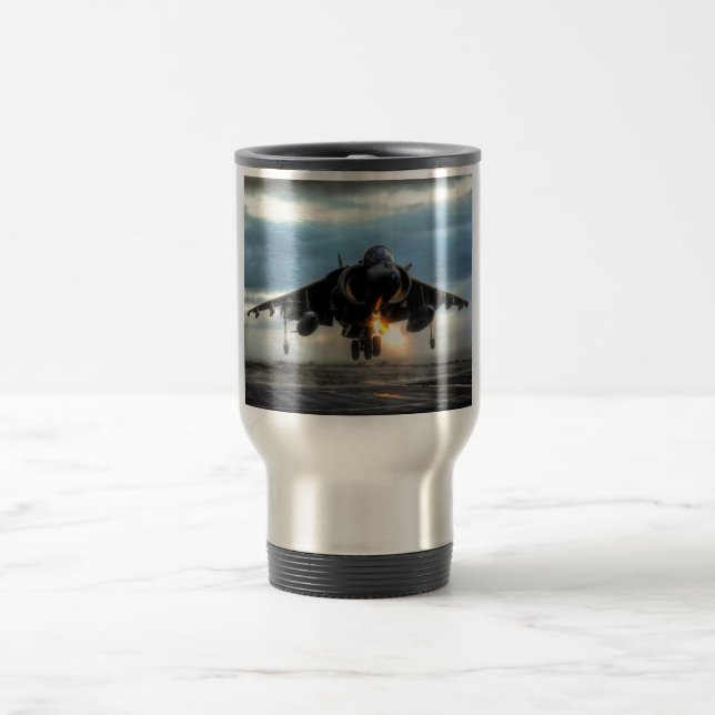 Mug De Voyage Avion de chasse de harrier (Centre)