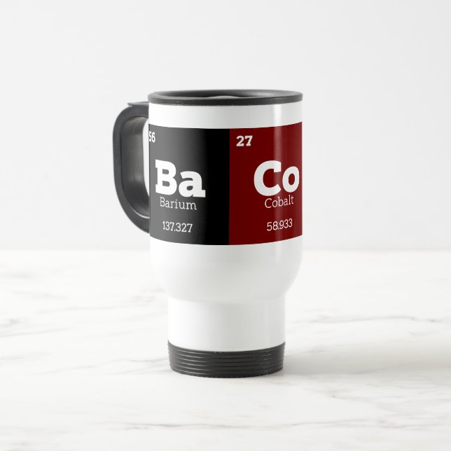 Mug De Voyage Bacon d'éléments chimiques amusants (Devant gauche)