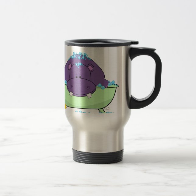 Mug De Voyage Baigner l'hippopotame pourpre (Droit)