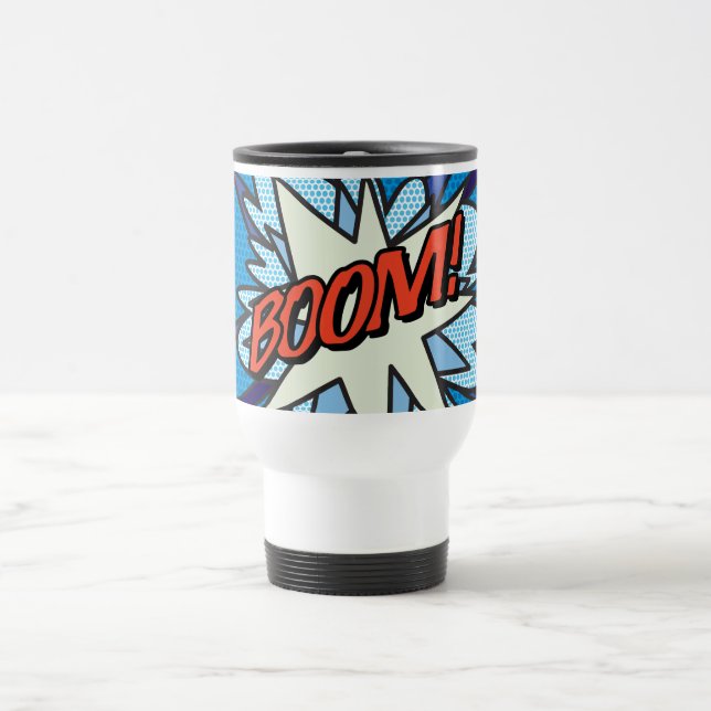 Mug De Voyage Bande dessinée BOOM Moderne Fun Typographie (Centre)