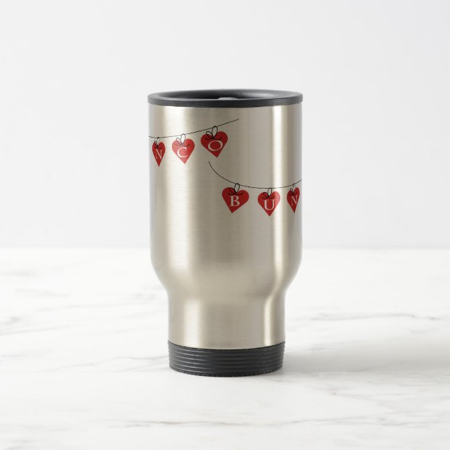 Mug De Voyage Bannière de coeur de Bunco (Centre)