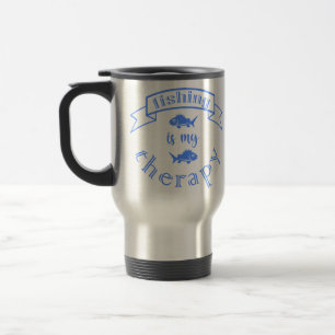 Mug De Voyage Bannière ruban La pêche est ma thérapie
