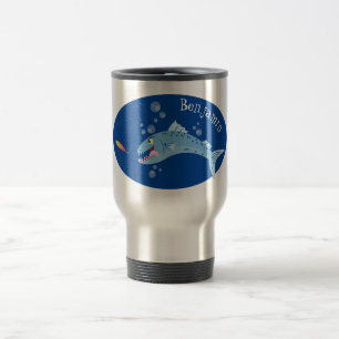 Mug De Voyage Barracuda poisson affamé de la pêche dessin animé